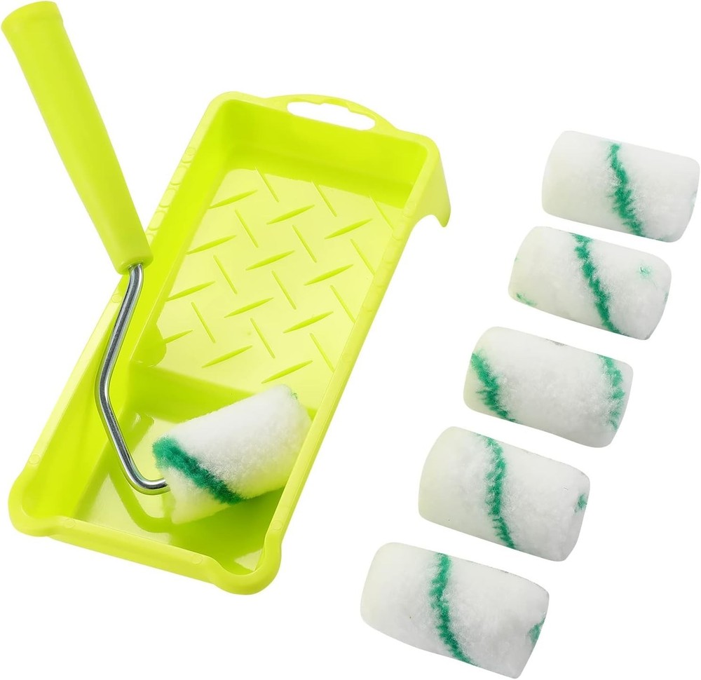 Versatile 2" High-Density Fabric Paint Roller Set with Tray & Frame - 8 Pieces