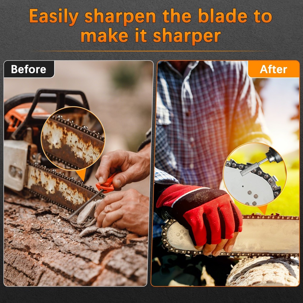 Chainsaw Sharpener with Box [12pcs] - Chainsaw Sharpening - [Silver- 7/32 Inch]