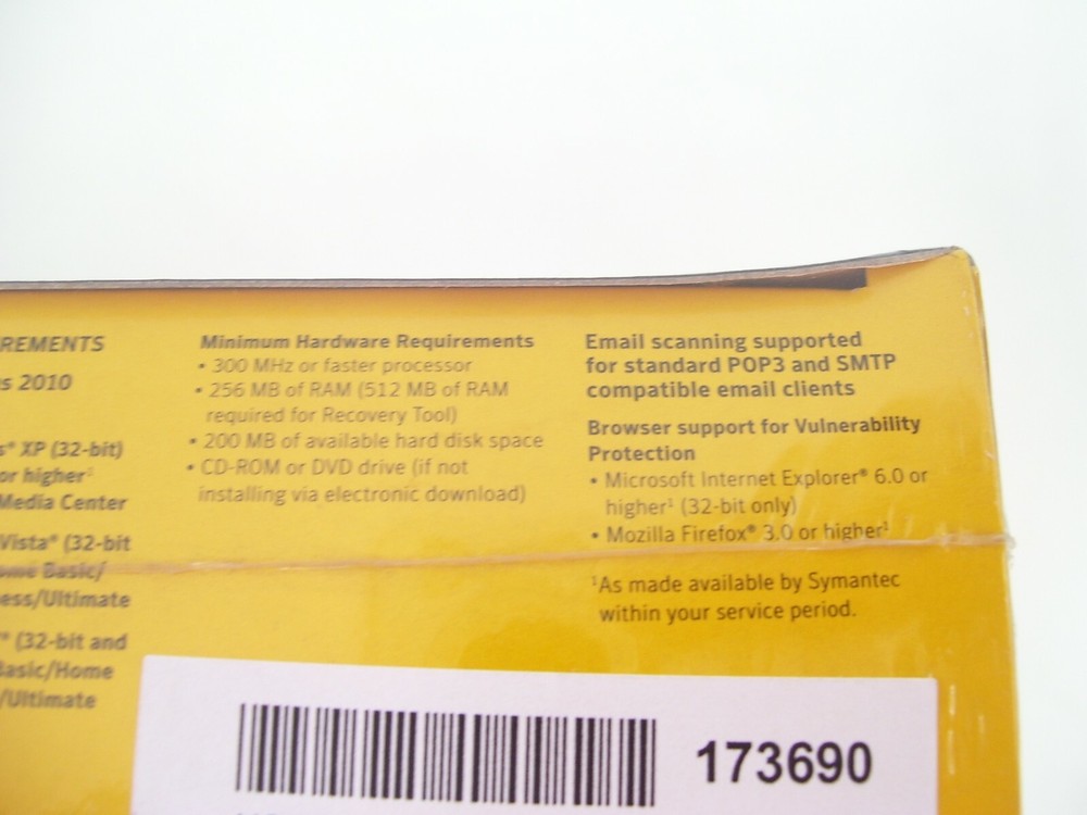 NORTON ANTIVRUS ANTISPYWARE PC FIREWALL SOFTWARE 2010 5 USER OFFICE PACK