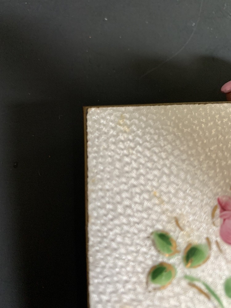 Vintage Guilloche Rose Enamel Cigarette Case