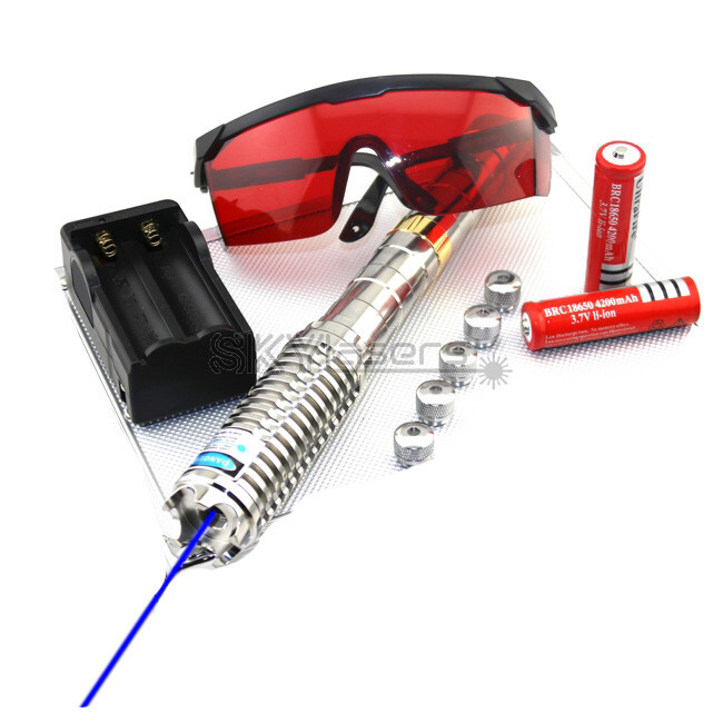 450nm Blue Laser Pointer Pen Adjustable Focus Visible Beam & Charger