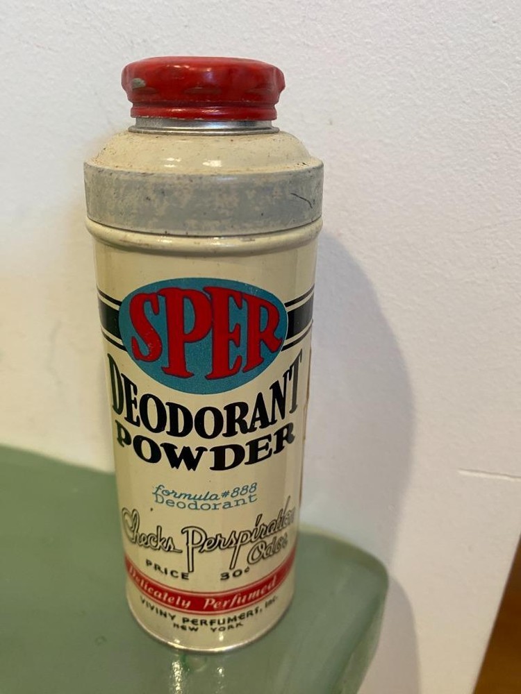 Sper Deoderant Powder WWII Women Gear Viviny Perfumers 1940s NOS Vanity Tin