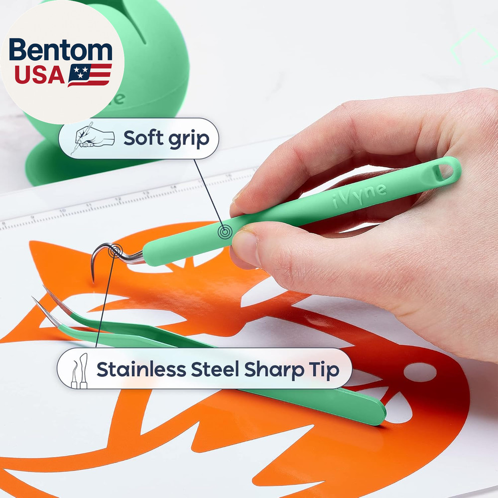 (8Pcs) Premium Vinyl Weeding Tool Kit & Weeding Scrap Collector Soft Grip Tools