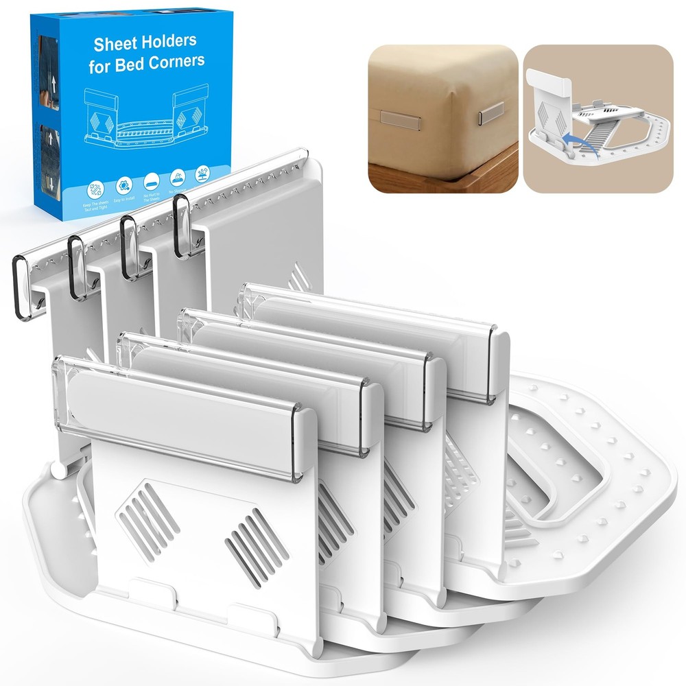 Bed Holders for Corners, 4PCS Fitted Holder Straps, Keep Sheets Firm & Tight,...