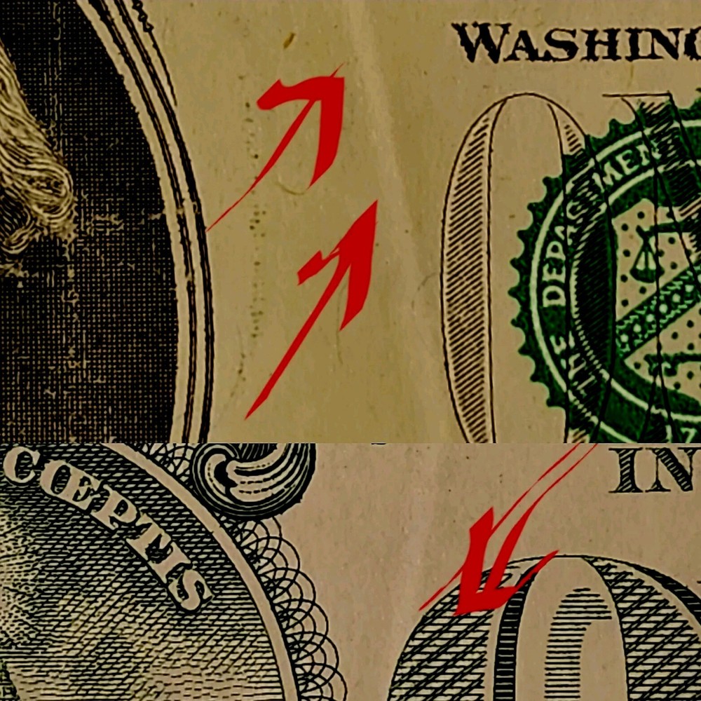 Gutter Fold Error  One Dollar Bill 2017 Series Paper Currency