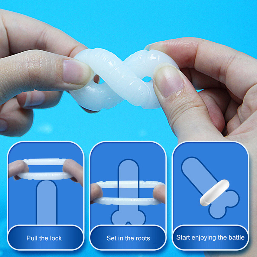 5PCS Reusable Silicone Penis Sleeve Male Ejaculation Delay Ring Set For Men US