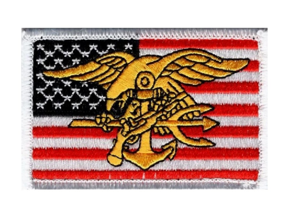 Navy Seals American Flag Marines Trident Seal Team Morale Hook Patch (MTP1)