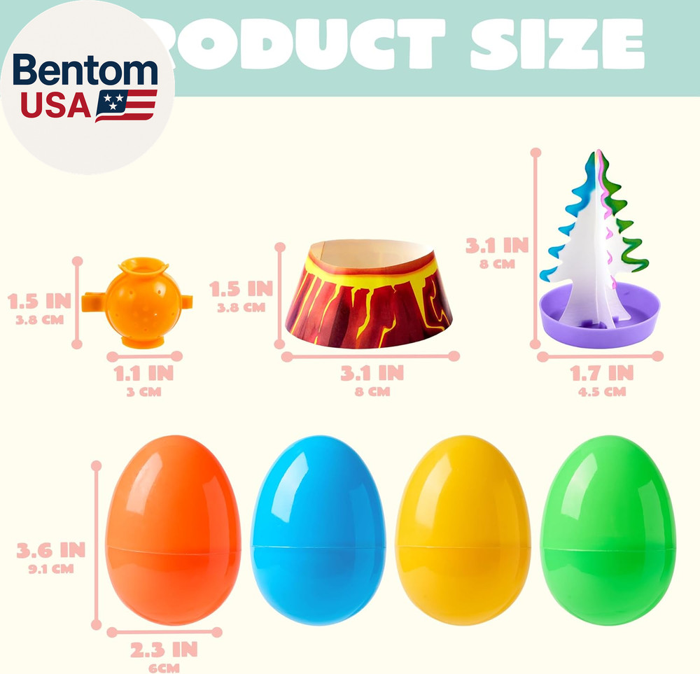 4Pcs Jumbo Easter Science Experiment Eggs, Colorful Eggs Prefilled with 4 Fun Ed