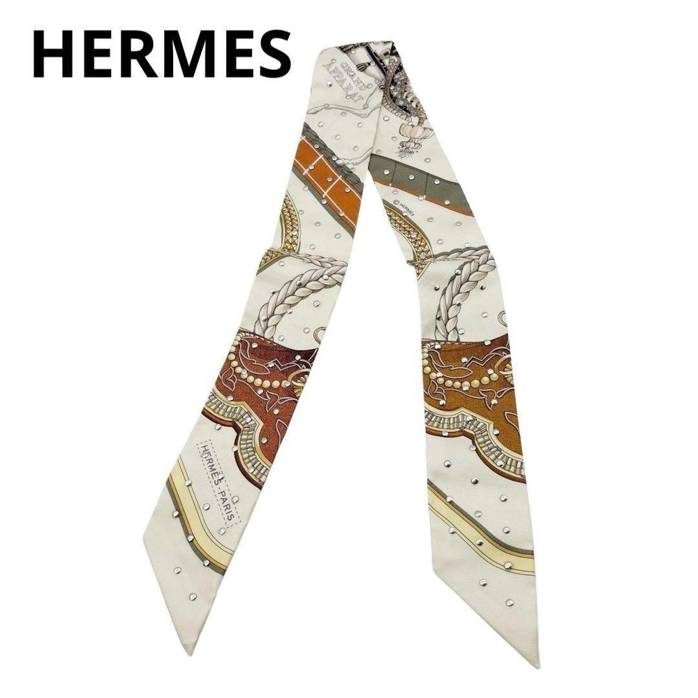 HERMES Scarf Twilly Gran Apala with Studs 5M44