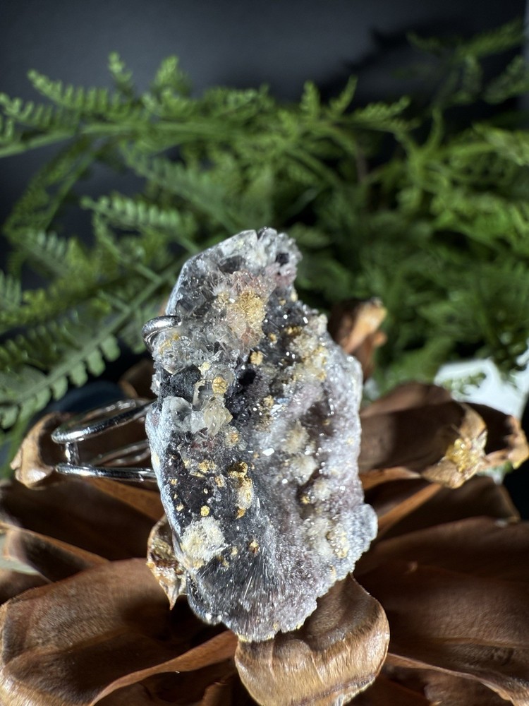 Calcite Ring Jewelry, Unique handmade crystal ring，Adjustable Ring, 925 Silver