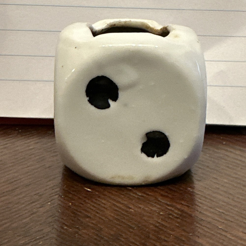 Vintage Ceramic Japan Single Dice Ashtray.