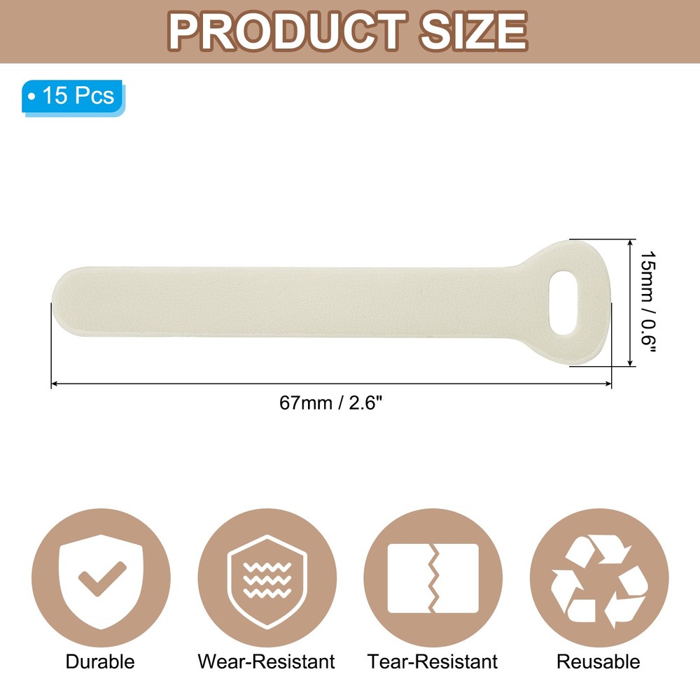 15 Pcs Leather Zipper Puller, 2.6" Zipper Sliders, Light Apricot