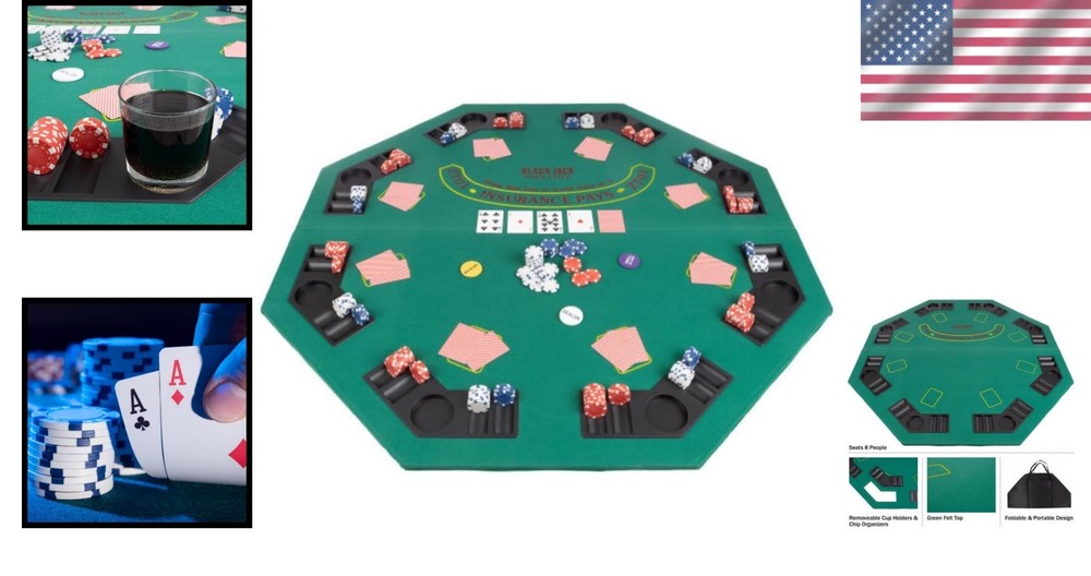Portable 48" Blackjack Table Topper with Cupholders