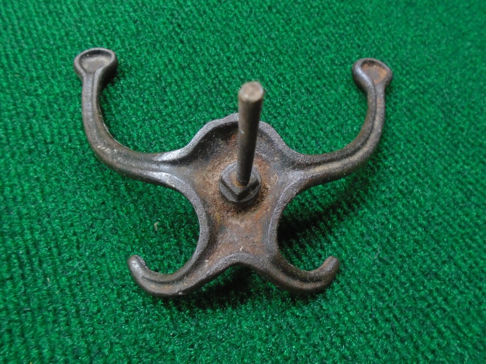 Circa 1870 Double Hall Tree Hook Coat Hat Rack Hanger Victorian Iron (41102)