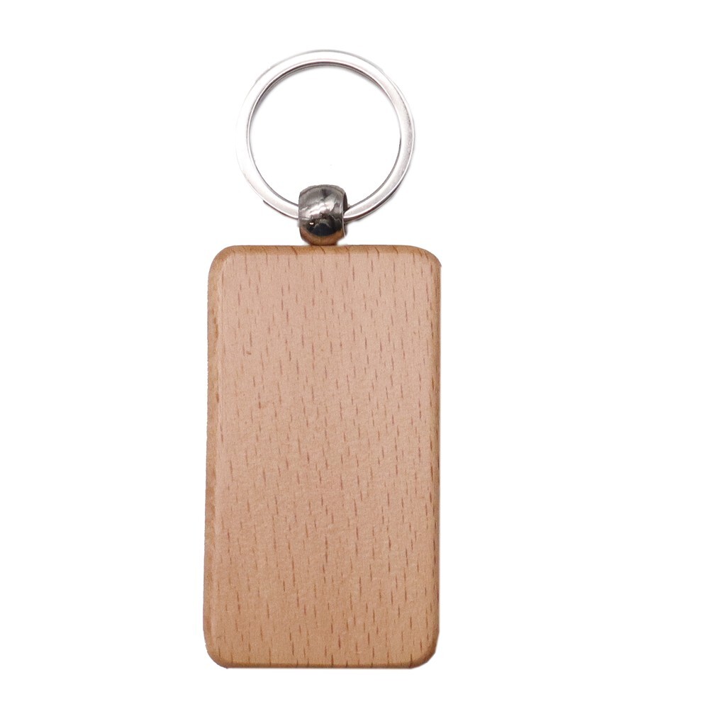 10pcs/pack Rectangle Blank Wood Keychain Diy Custom Wood Key Chains Key Tags