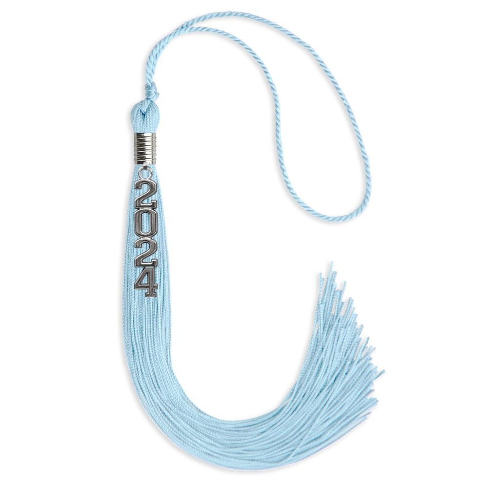 Endea Graduation Light Blue Tassel With Silver Stacked Date Drop