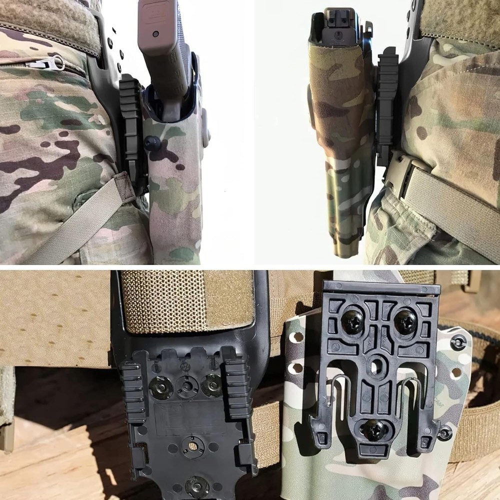 Quick Locking System Kit Belt Loop Drop Leg Holster Fork Plate Black