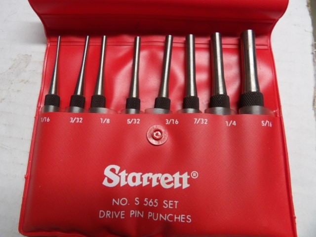 Starrett 565 Steel Drive Pin Punch Set of 8 in Red Pouch, Used