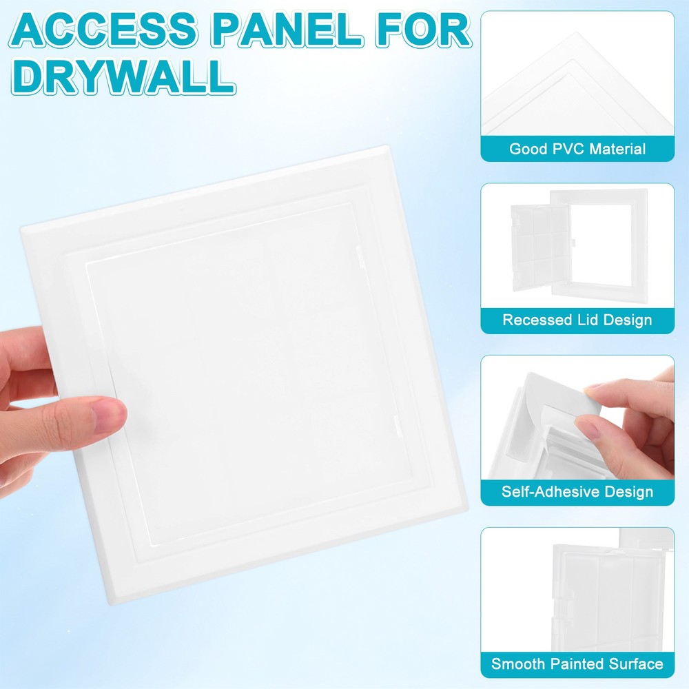 1-Pack Access Panel for Drywall, 5.7x6" Plastic Self Adhesive Cover [White]