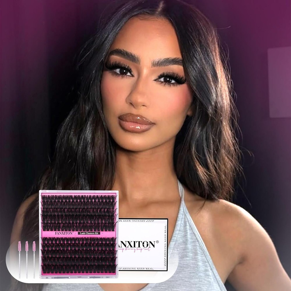 Effortless DIY Lash Extension Kit - 200 Volume Clusters D Curl for Beginners