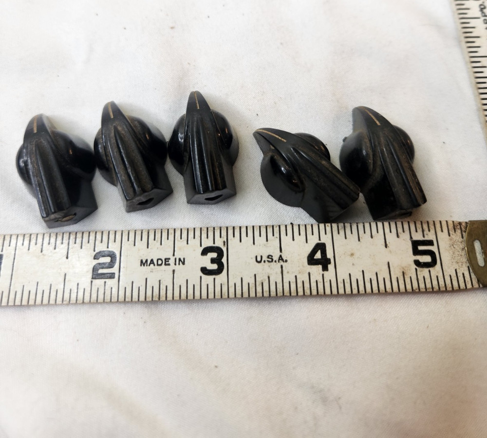 Lot of 5 Black Chicken Head Control Knobs Ridge Back