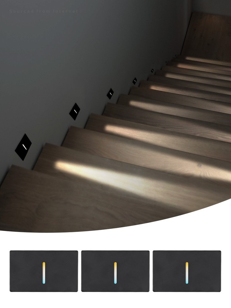3 Pack LED Horizontal 5CCT Replaceable Magnetic Faceplat Step Lights, Dimmable