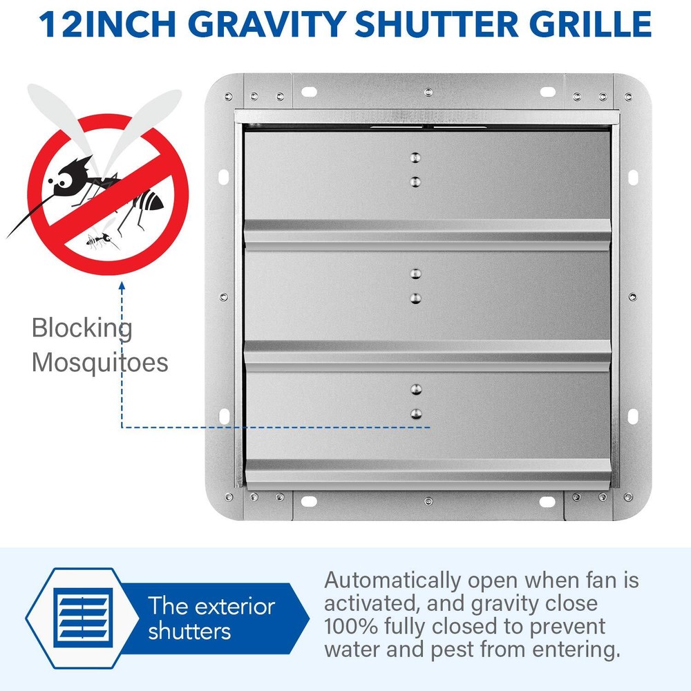 16-Inch Square Automatic Gravity Shutter Louver Vent Silver 1-Pack