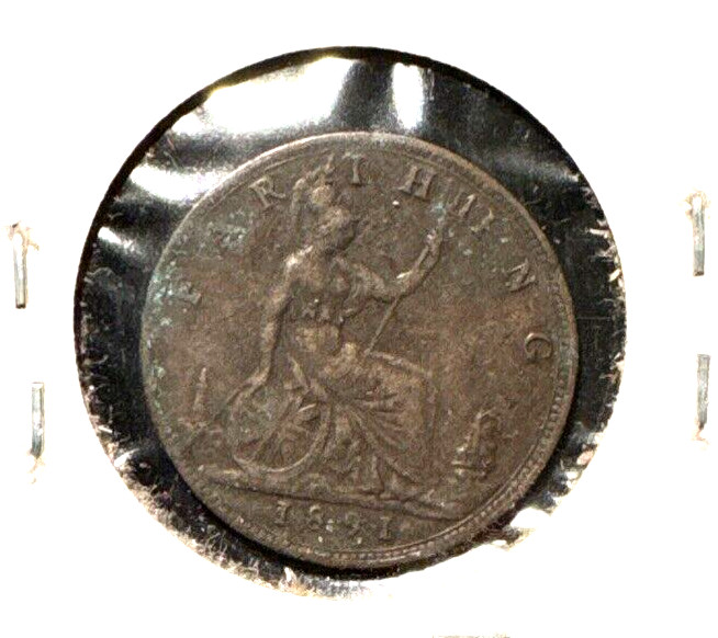 Great Britain 1891 farthing KM 753 VF+ (2)