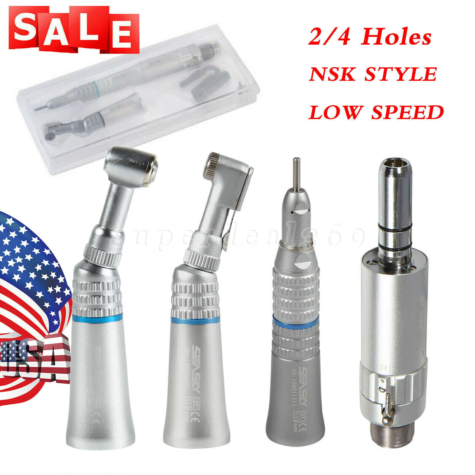 NSK Style Dental Slow Low Speed Handpiece Straight Contra Angle Air Motor 2/4H