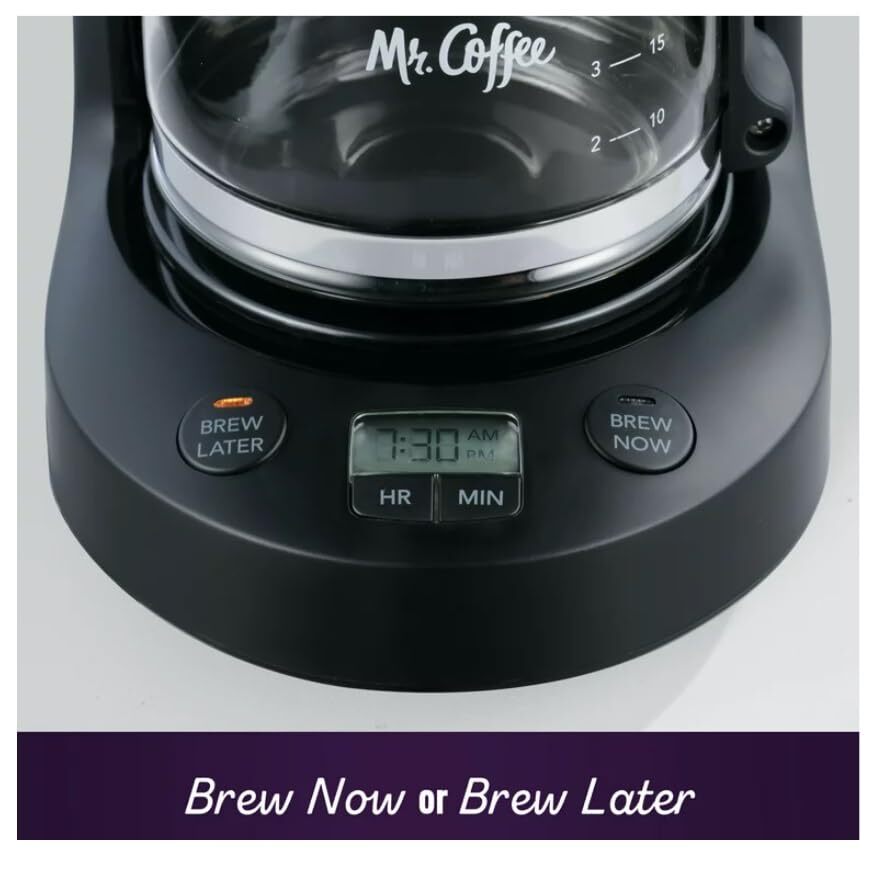 Mr. Coffee 5-Cup Digital Display Programmable Coffee Maker Mini Brew Now or L...