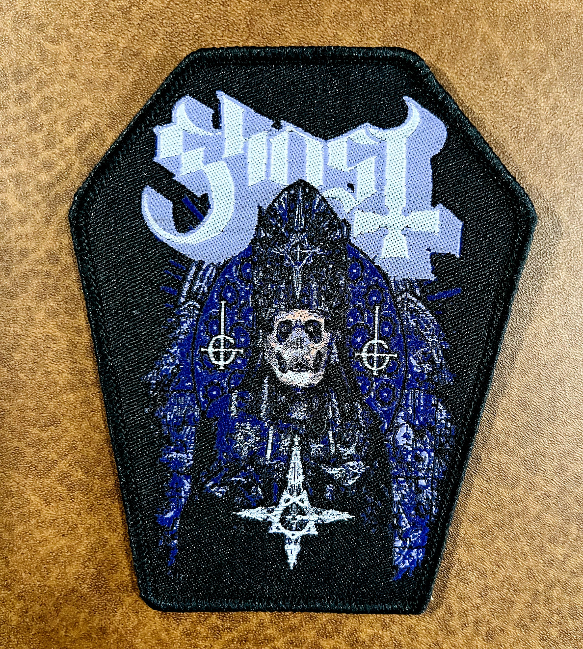 GHOST, SEW ON BLACK BORDER WOVEN PATCH