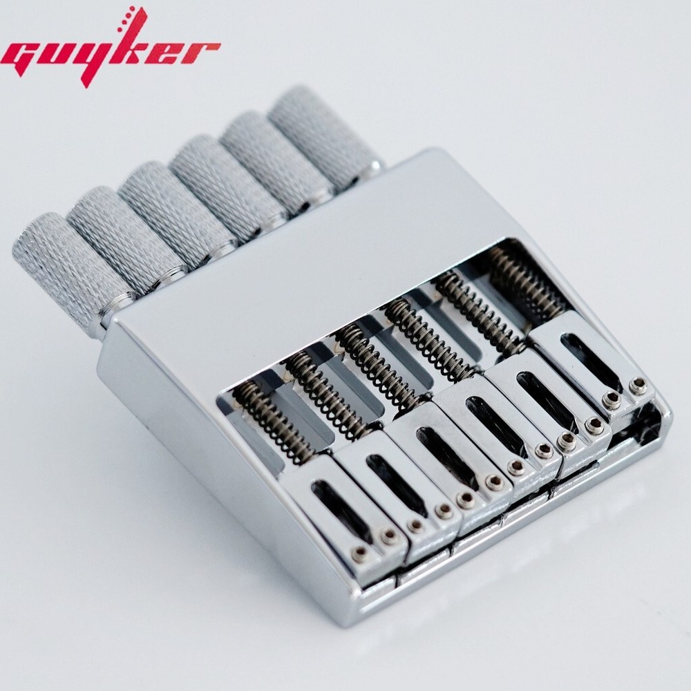 GUYKER Chrome 6 String Bridge Tailpiece for Headless Guitar Accessories