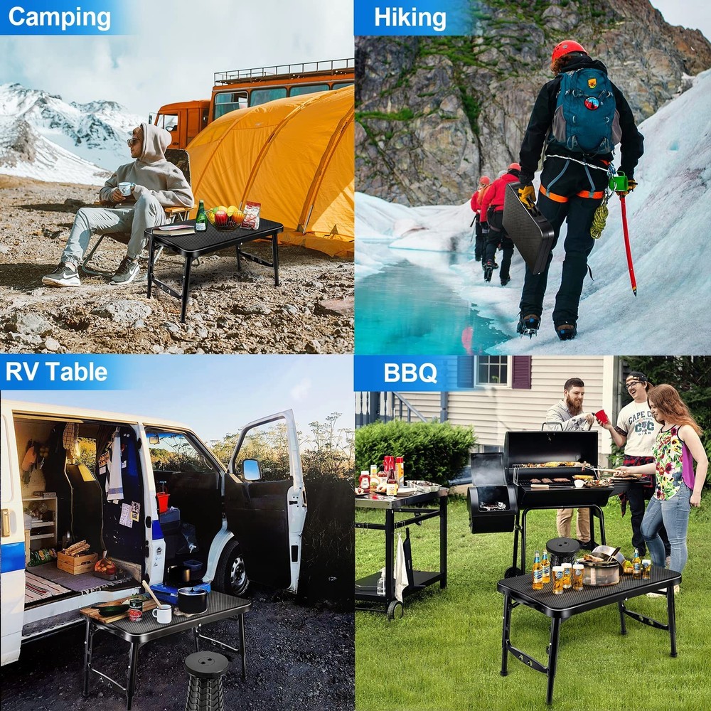 KPR Retractable Small Folding Table and Stool Set, Portable Camping Foldable ...