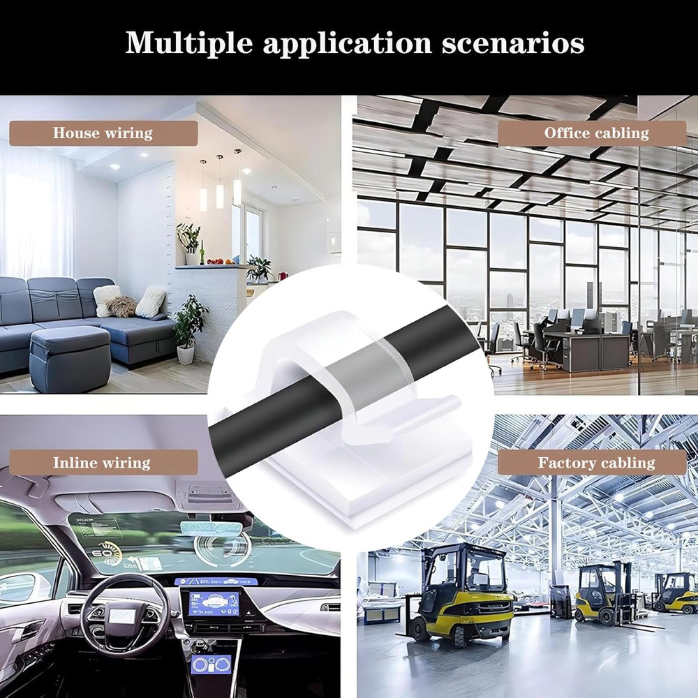 Cable Clips，50PCS Electrical Cord Management Adhesive Cable Wire Clip Wire Clips