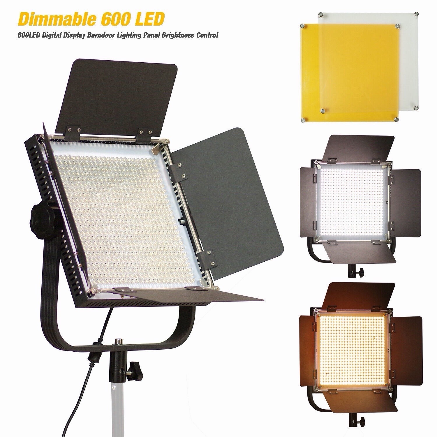 600 LED Video Light With Barndoor Bi-Color with Filter for Photography & Video