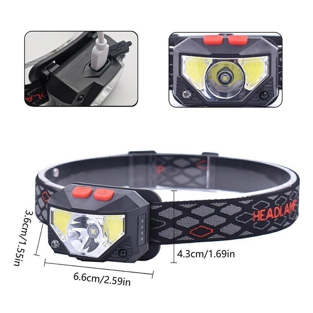 2 Pack USB Rechargeable Waterproof LED Headlamp Headlight Head Light Flashlight