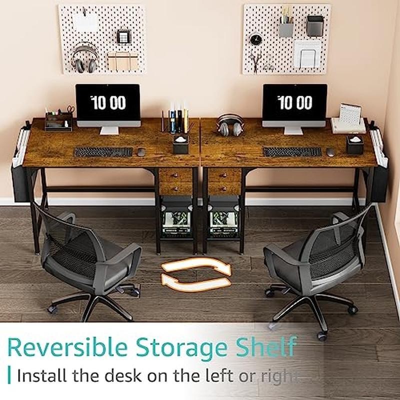 Small Computer Desk W/ Drawers Space Saving Modern Workstation Easy Assembly New