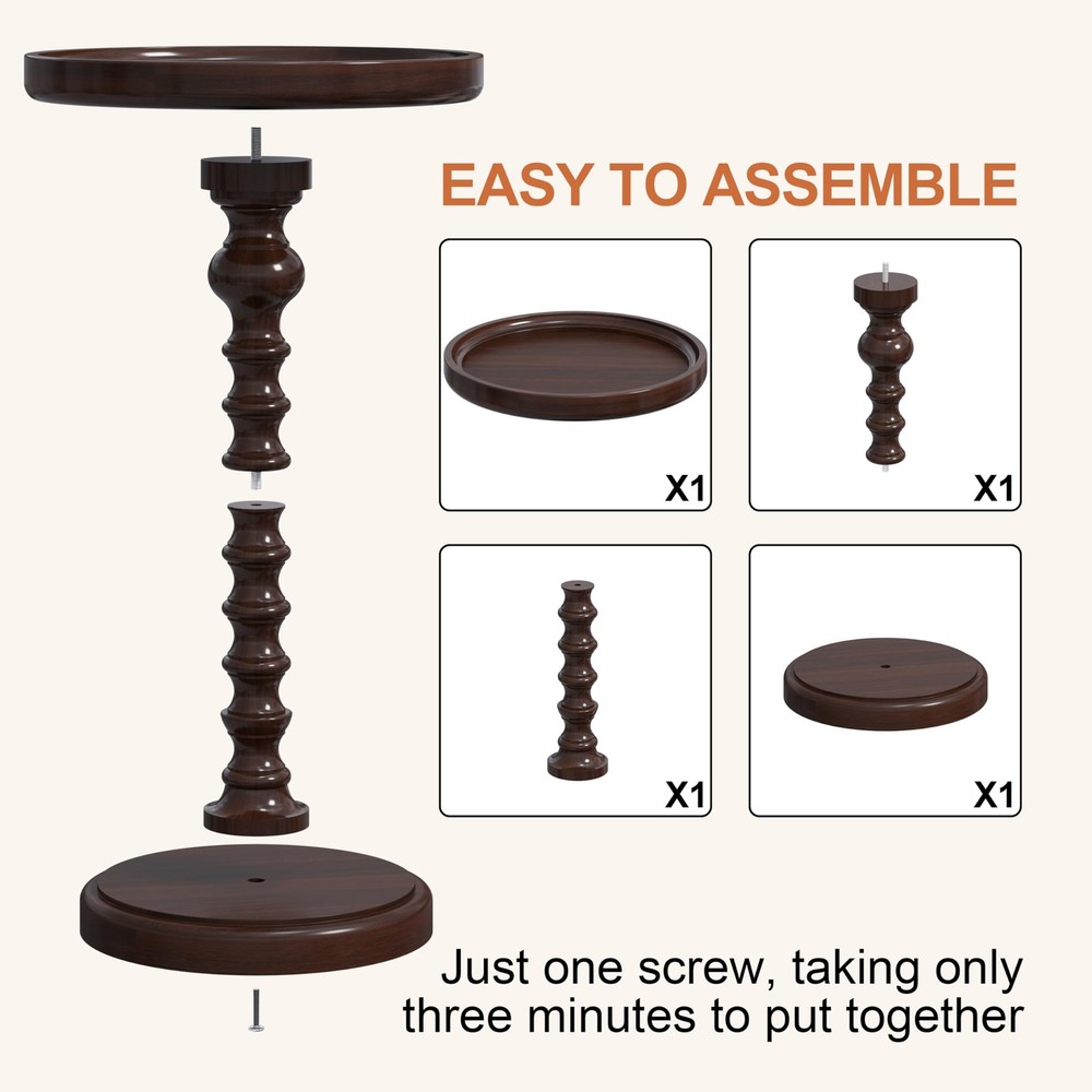 Round Side Table, Drink Table for Small Spaces, Mid-Century Accent End Table ...