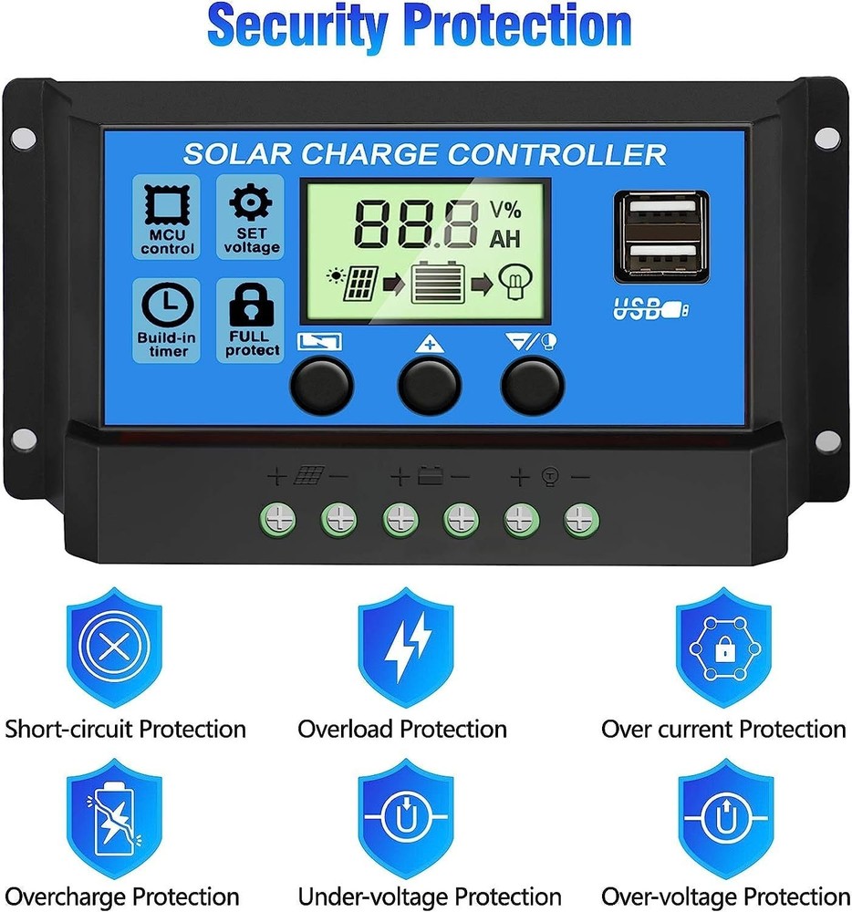 Brand New 30A Solar Charge Controller PWM LCD USB Timer