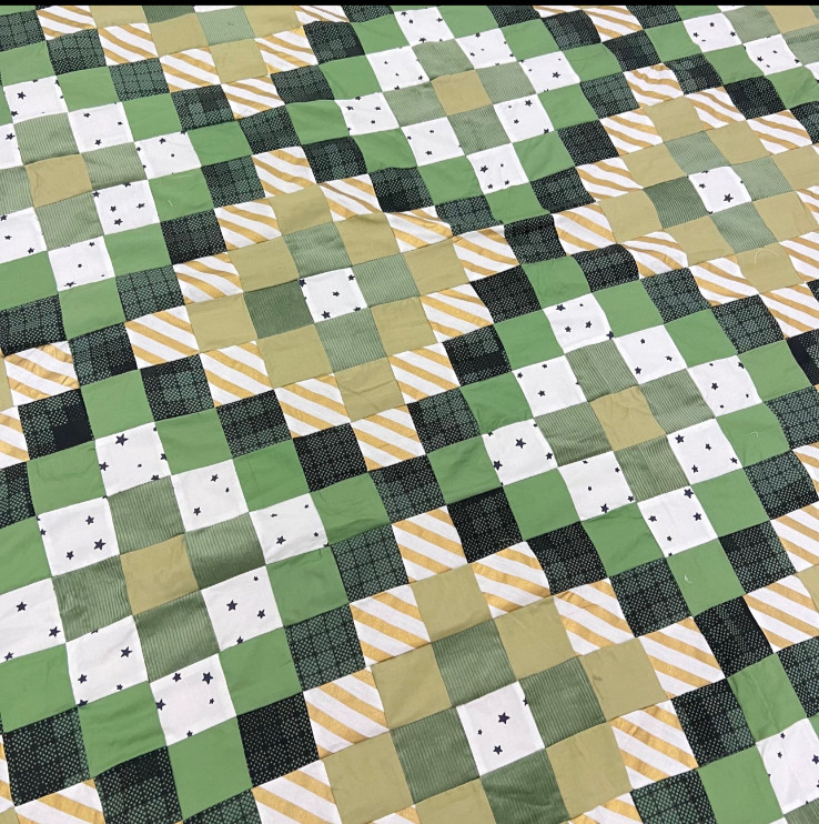 Irish Chain Handmade Cotton Queen Patchwork quilt top/topper