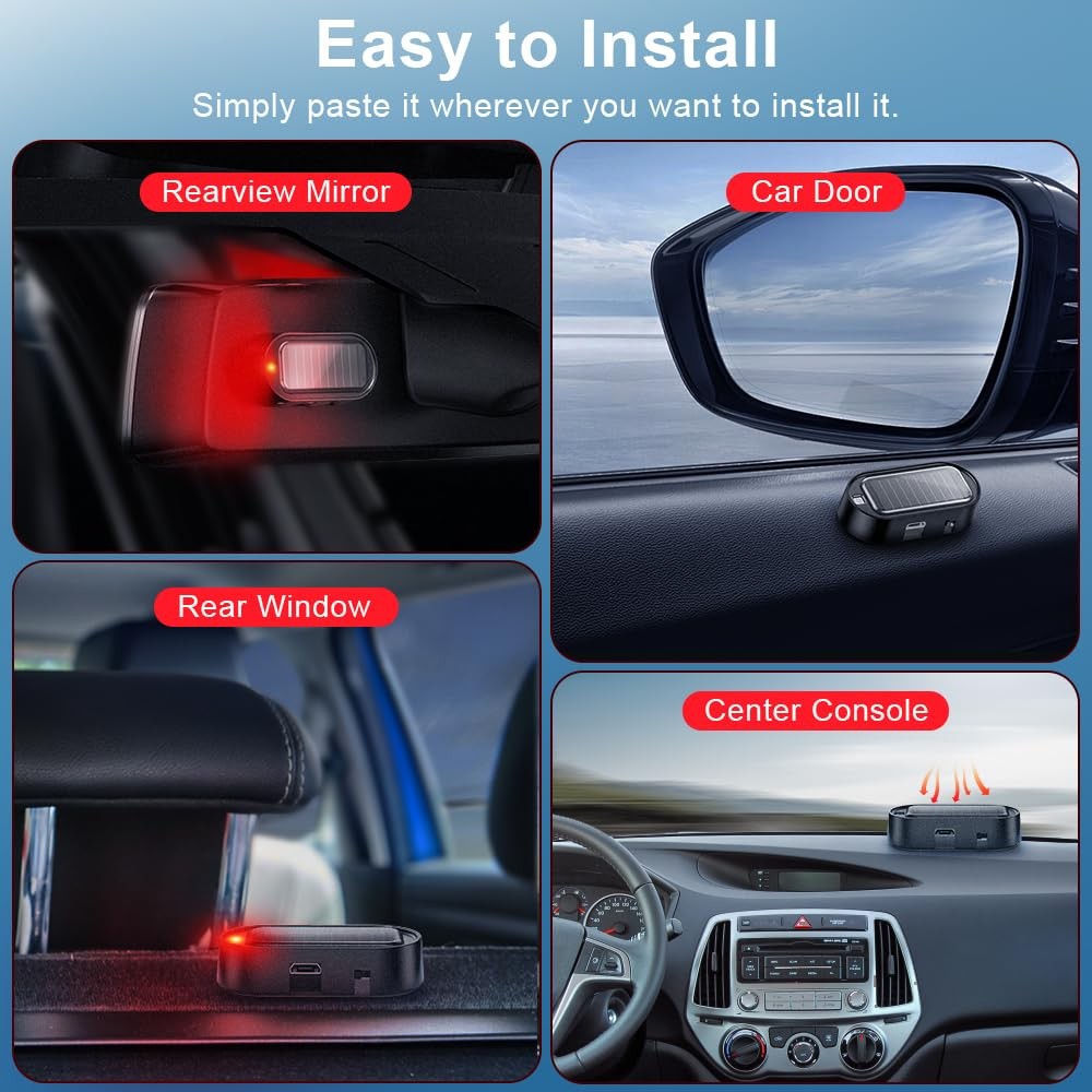 SolarPowered Dummy Car Alarm with LED Flashing Light 4PCS Security