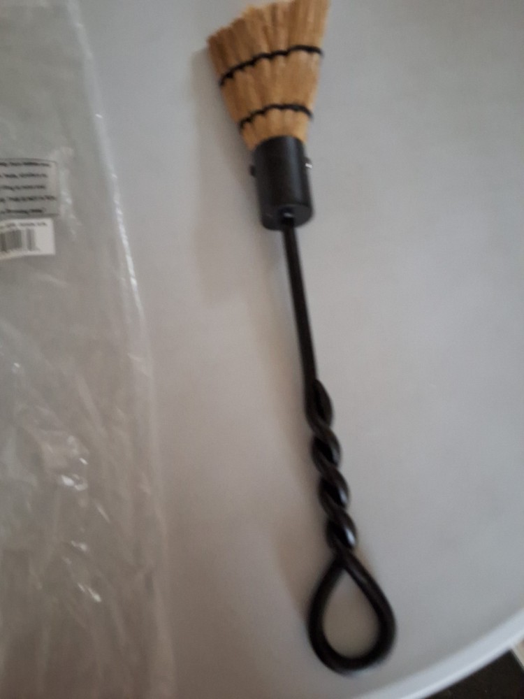 18 In. Tall Black Mini Rope Design Fireplace Brush Tool
