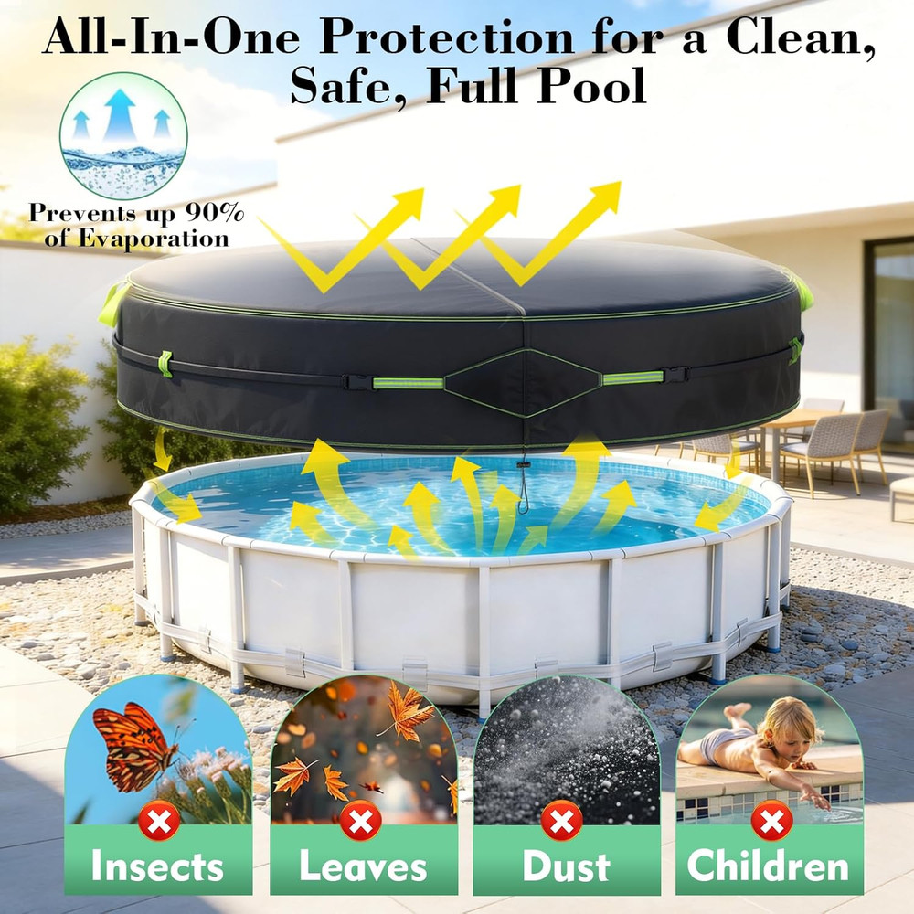 18Ft Round Safety Solar Pool Cover - UV Protected, Windproof & Tear Resistant