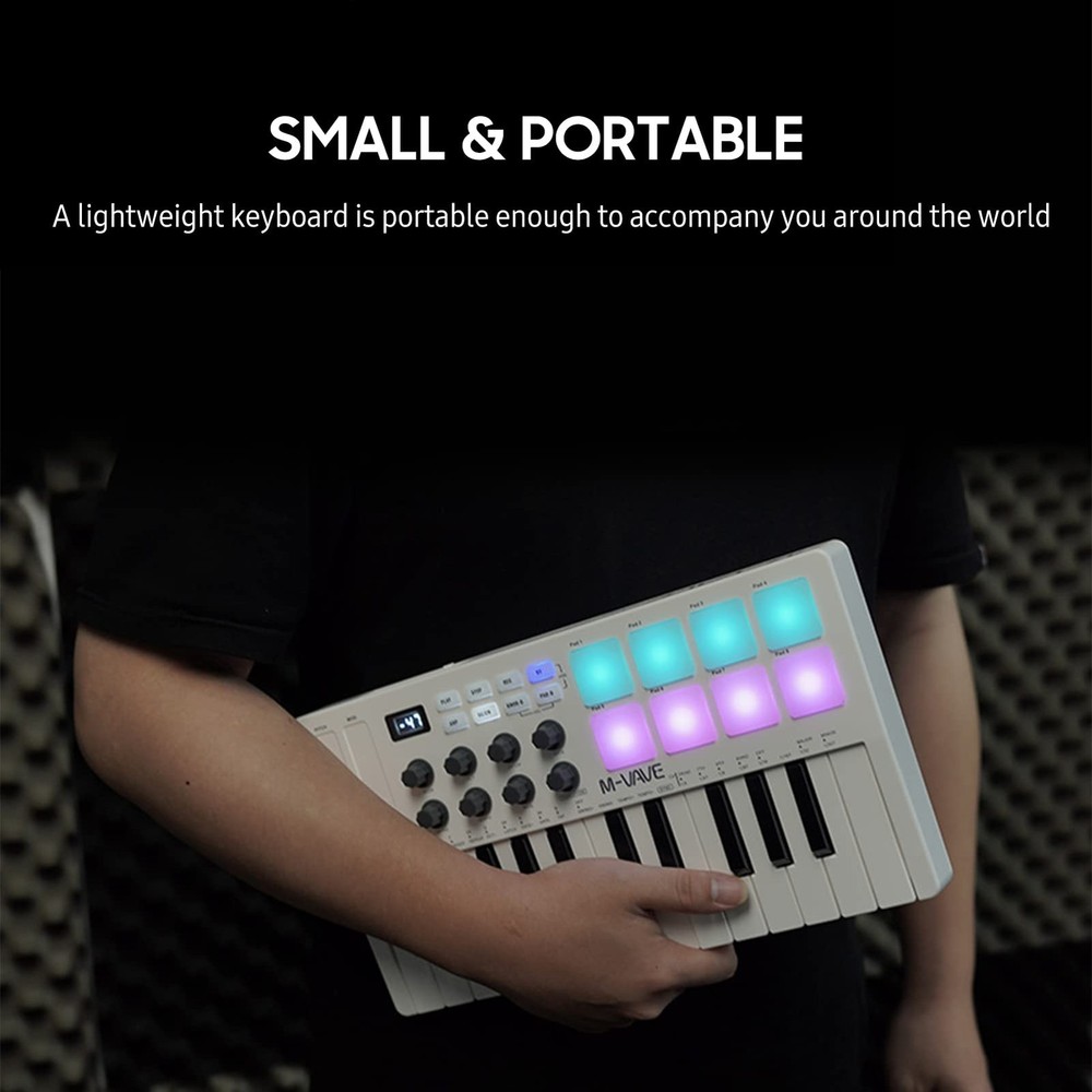 25-Key MIDI Control Keyboard Mini Portable USB Keyboard MIDI Controller with ...
