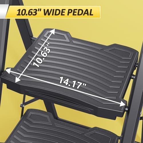 Step Ladder 4 Step Folding, 900lbs 4 Step Ladder with 4-step with handrail