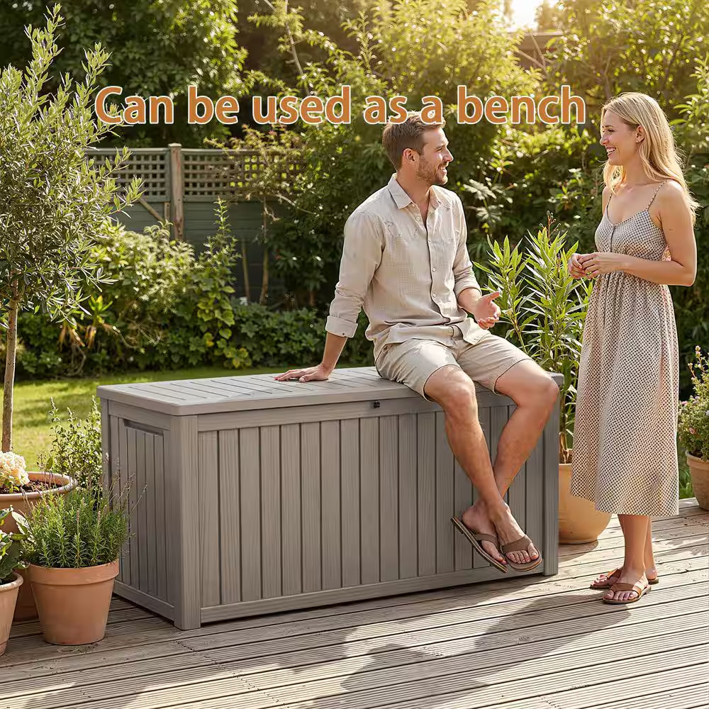 180 Gal. Gray Plastic Deck Box