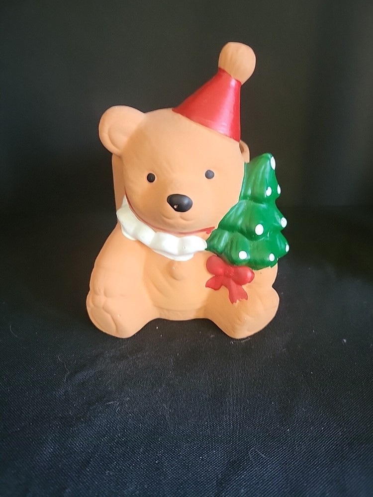 Vintage Christmas Bear Holding Tree Planter