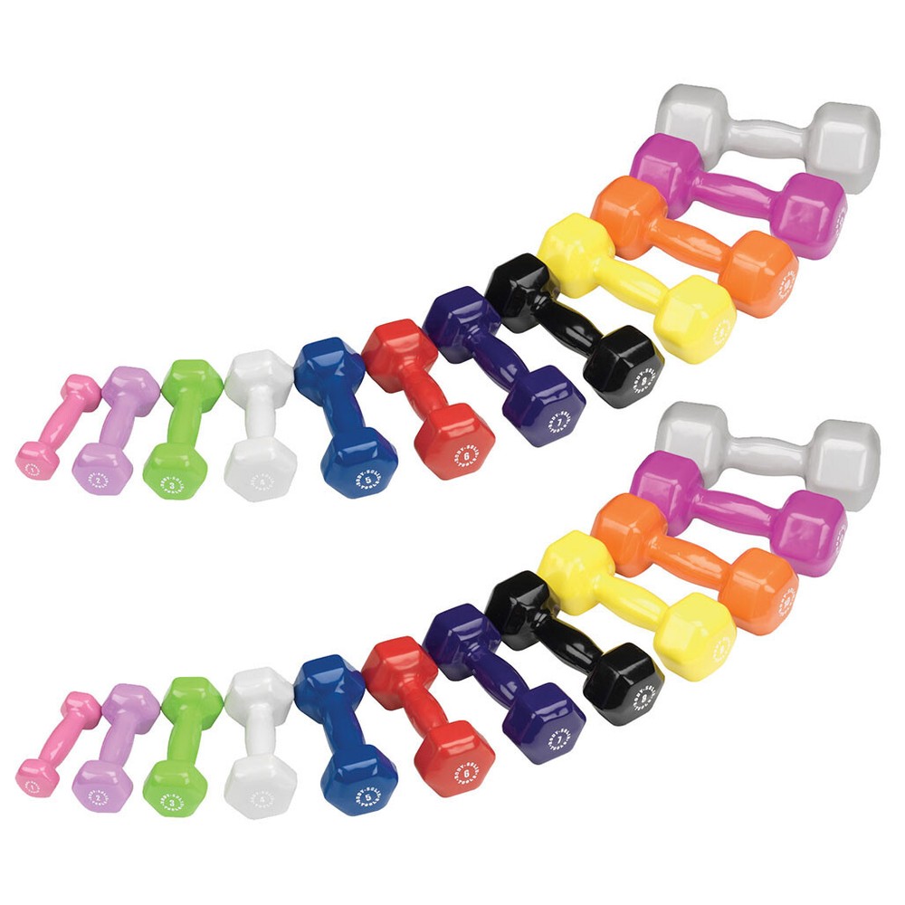 Body-Solid 12 Pair Vinyl Dumbbell Package with Rack