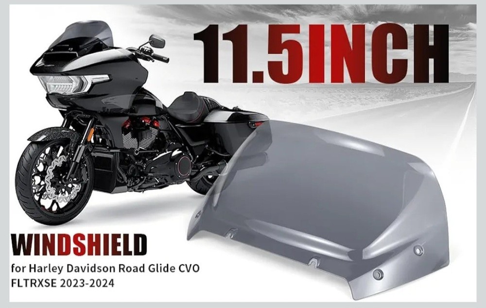 11.5" Wave Windshield Windscreen Wind Splitter Compatible for Harley CVO Black