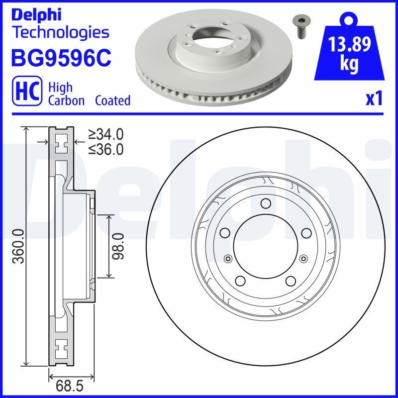 Brake Disc DELPHI BG9596C